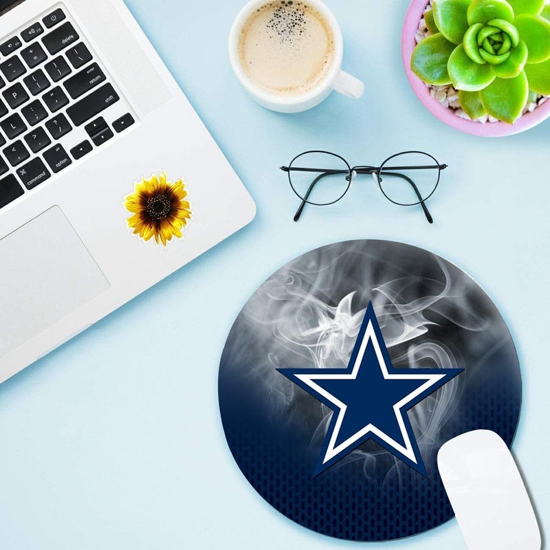 ZYJTEK Sports Round Mouse Pad,Green YellowDesign Non-Slip Rubber Base Mousepad for Computers Laptop Desk,Gaming Mouse Mat for Football Fans - Image 3